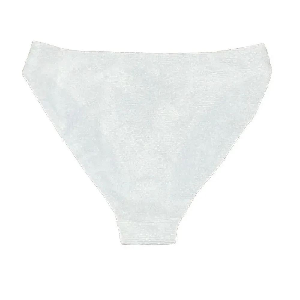 Skin Organics Size XS‎ Bikini Bottoms White Textured Hi Cut Style Swimwear NWT